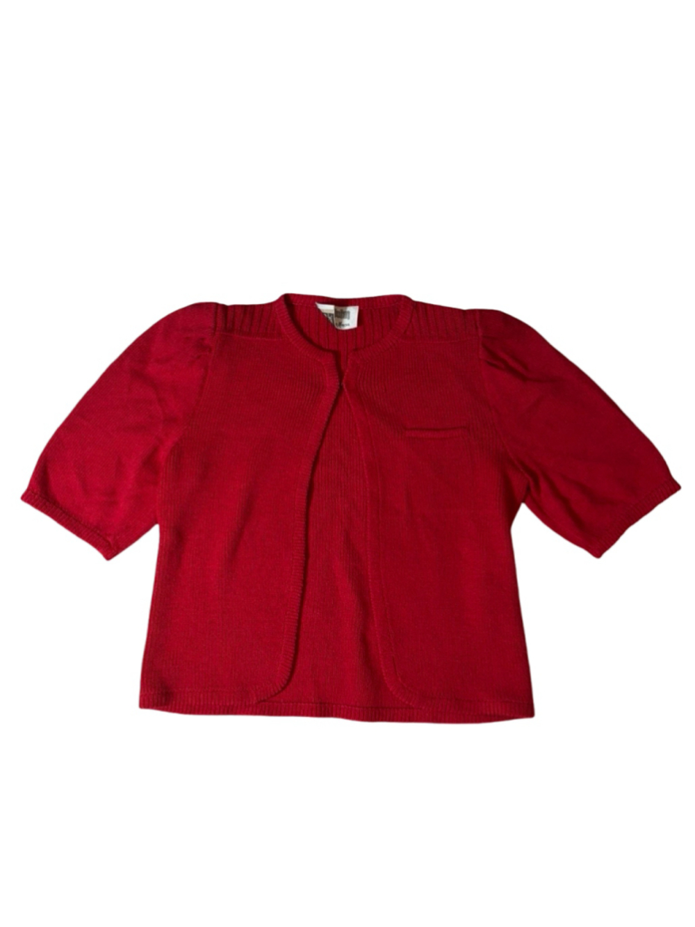 Vintage St. John Neiman Marcus Red Knit Short Sleeve Cardigan Jacket